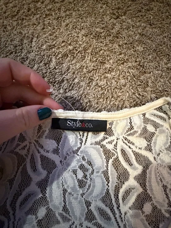 Style & Co Women’s Full Lace Boho Top With 3/4 Sleeves - Picture 3 of 9